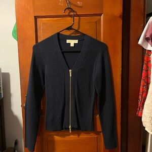 Michael Kors Dark Blue rubbed zip up sweater